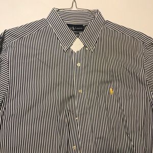 Ralph Lauren dress shirt blue white 17 neck